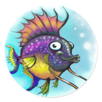 Rainbow Fish Round Stickers