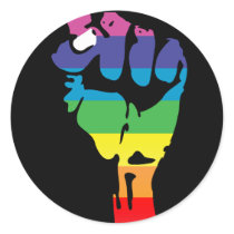 rainbow fist. round stickers