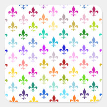 Rainbow fleur de lis pattern square sticker