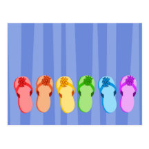 Rainbow Flip Flops Post Cards
