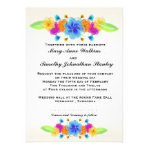 Rainbow floral wedding invitation