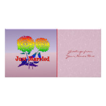 Rainbow Flower Marriage Custom Photo Card