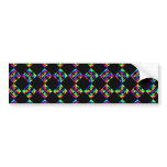Rainbow Flowers. Bright Pattern on Black. Bumper Stickers