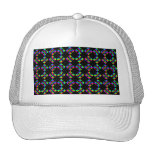 Rainbow Flowers. Bright Pattern on Black. Trucker Hat