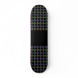 Rainbow Flowers. Bright Pattern on Black. Skate Board Decks