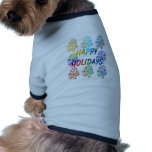 Rainbow Flowers Happy Holidays Doggy Shirt