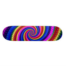 Rainbow Fractal Art Swirl Pattern Skate Board Decks