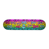 Rainbow Giraffe Print with Skulls Skate Board Deck