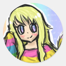 Rainbow Girl Round Stickers