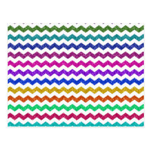 Rainbow glitter chevrons postcard