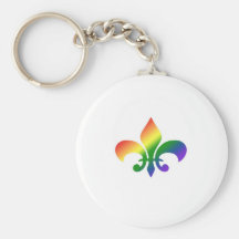 Rainbow Gradient Fleur de Lis Keychain