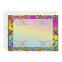 Rainbow gradient with purple flower fleur di lies custom invite