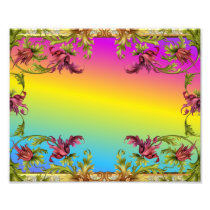 Rainbow gradient with purple flower fleur di lies photograph