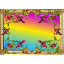 Rainbow gradient with purple flower fleur di lies photo sculptures