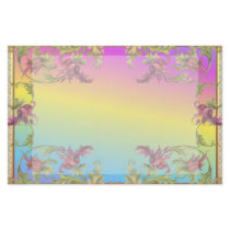 Rainbow gradient with purple flower fleur di lies custom stationery
