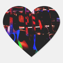 Rainbow Guitars Heart Sticker