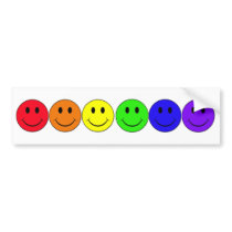 rainbow happiness smiley bumper sticker
