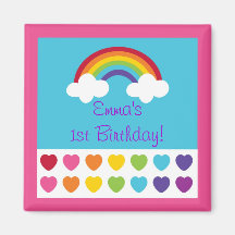 Rainbow Heart Birthday Party Favour Magnets