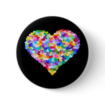 Rainbow Heart Confetti Pinback Buttons