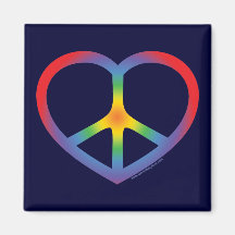 Rainbow Heart, Love, Peace Sign Fridge Magnets