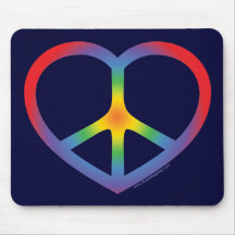 Rainbow Heart, Love, Peace Sign Mousepad