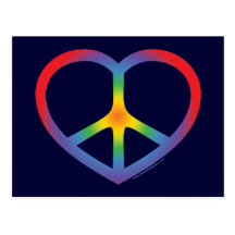 Rainbow Heart, Love, Peace Sign Post Cards