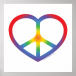 Rainbow Heart, Love, Peace Sign posters