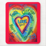 Rainbow Heart Spirit Words Mousepad