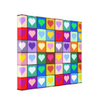 Rainbow heart squares canvas print