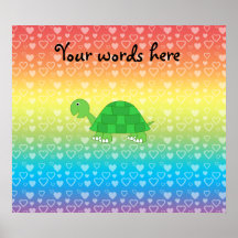 Rainbow hearts baby turtle print