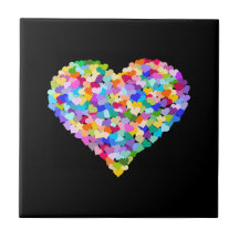 Rainbow Hearts Confetti Ceramic Tile