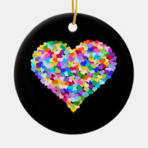 Rainbow Hearts Confetti Christmas Ornament