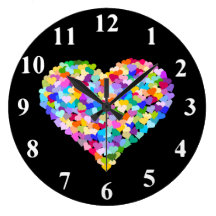 Rainbow Hearts Confetti Wallclocks