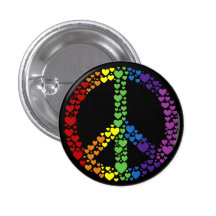 Rainbow Hearts Peace Sign Button