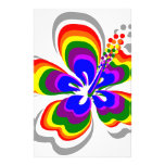 Rainbow hibiscus flower stationery paper