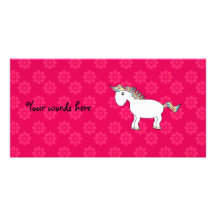 Rainbow horse pink flowers picture card