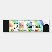 "Rainbow"just married car bumper sticker"*