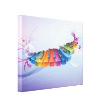 Rainbow Keyboard  Music Surreal Fantasy Stretched Canvas Print