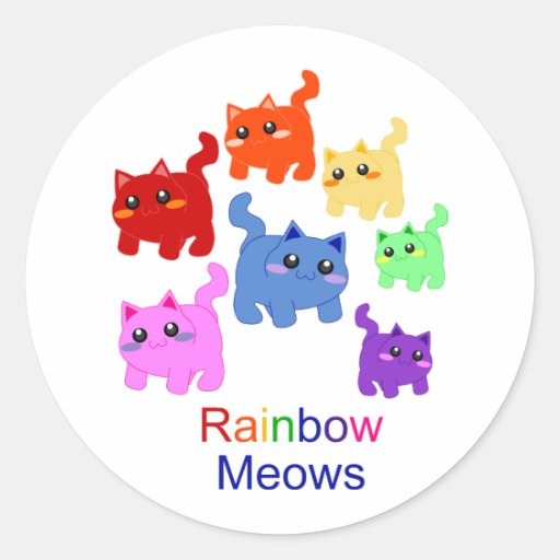 Rainbow kittens! round stickers