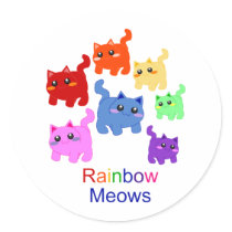 Rainbow kittens! round stickers