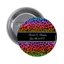 Rainbow leopard pattern wedding favors button
