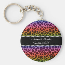 Rainbow leopard pattern wedding favors keychains