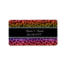 Rainbow leopard pattern wedding favors custom address labels