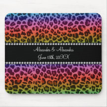 Rainbow leopard pattern wedding favors mousepad