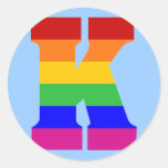 Rainbow Letter K Round Sticker