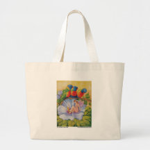 Rainbow Lorikeets + Fairy on HIbiscus Flower Tote Bag