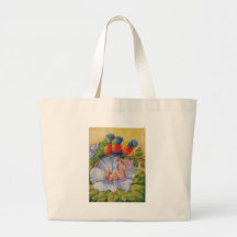 Rainbow Lorikeets with Fairy on a Hibiscus Flower Canvas Bag