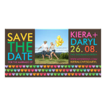 Rainbow Love Hearts Save The Date Photo Card