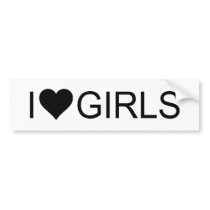 rainbow love. i heart girls. bumper sticker