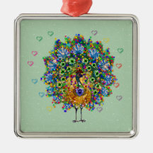 Rainbow Love Peacock Ornaments